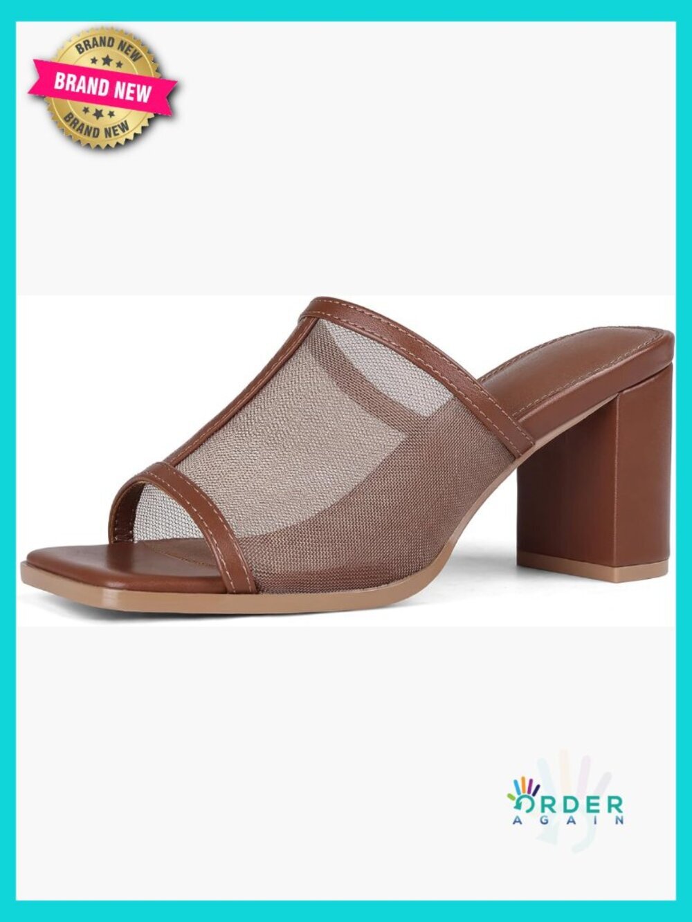Chunky Heel Mesh Mules Slip On Comfortable Casual Summer Shoes Open Square Toe